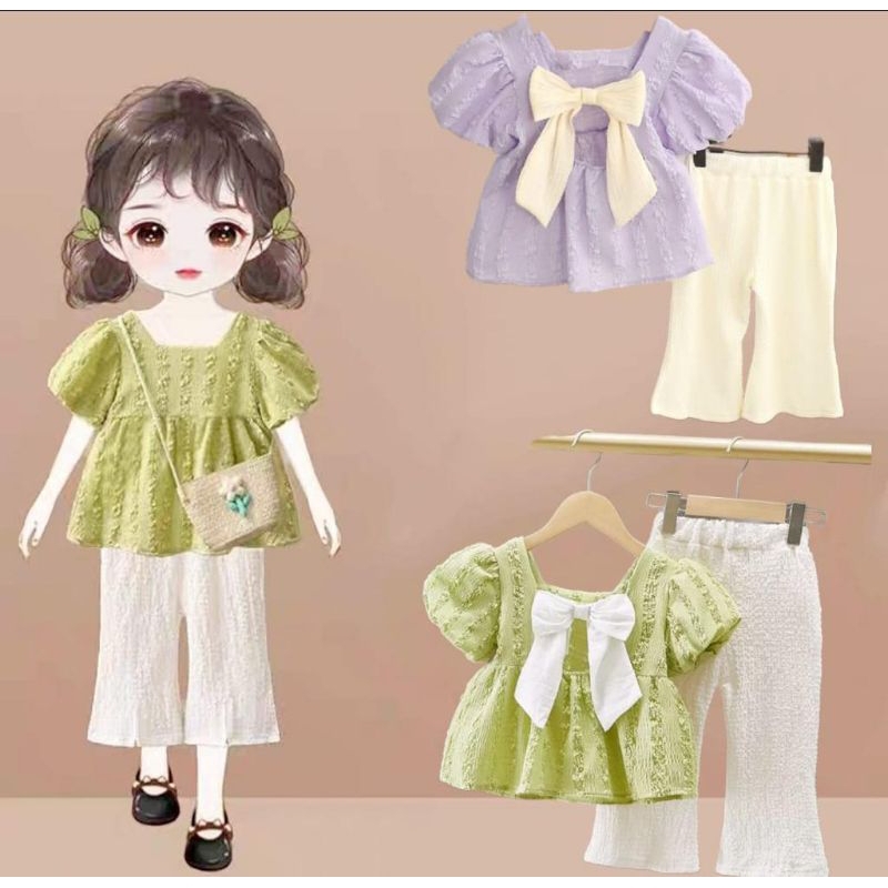 2-4 Tahun | SETELAN CROP CELANA CUTBRAY ANAK PEREMPUAN