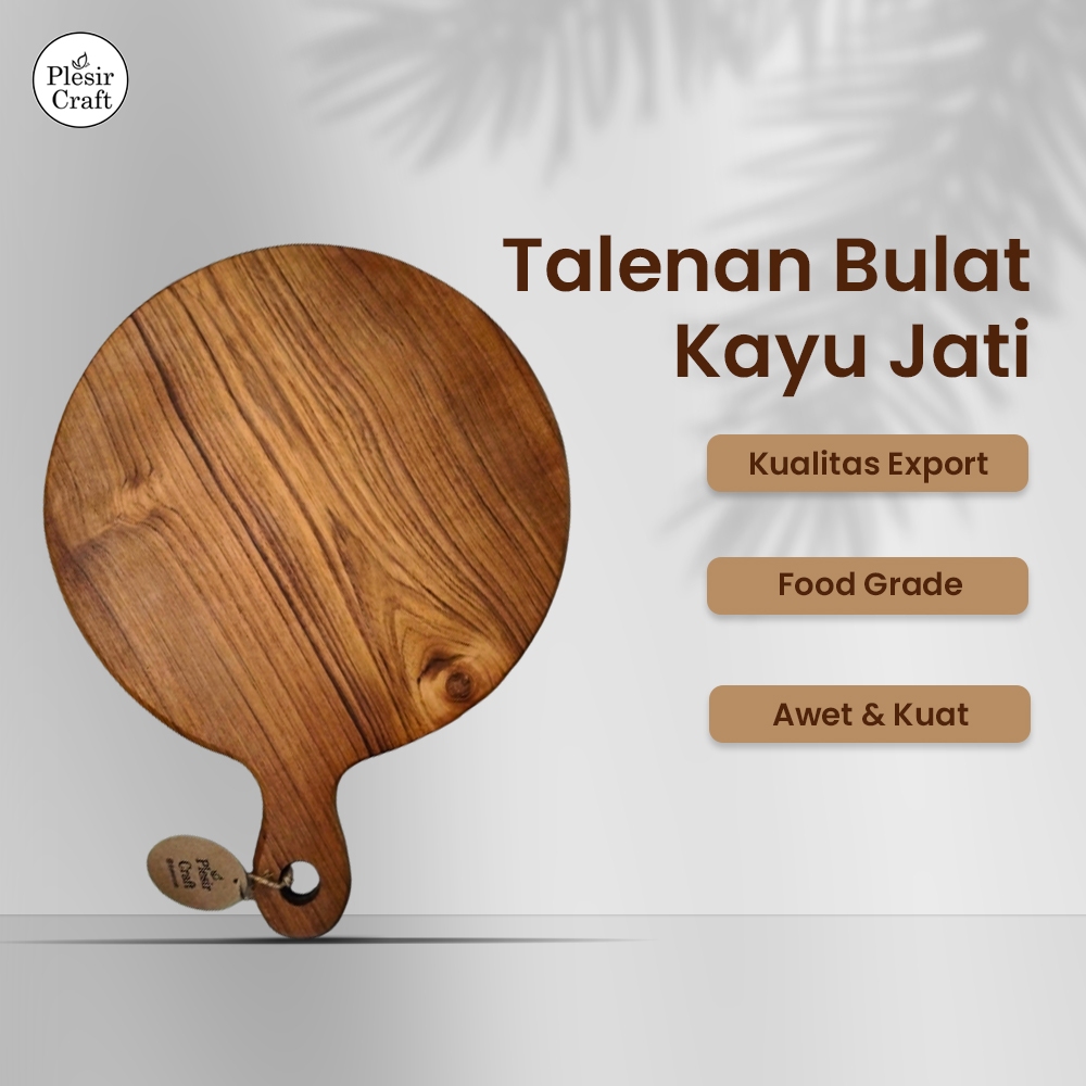 Plesir Craft - Talenan Tatakan Bulat  Kayu Jati Berkualitas / talenan kayu / talenan / talenan kayu 