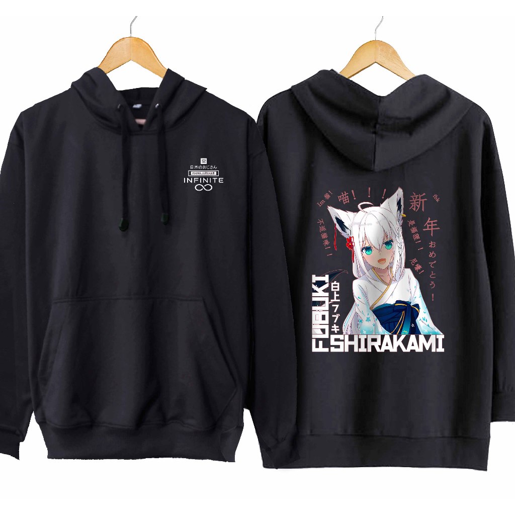 Jaket hoodie jumper infinite vtuber SHIRAKAMI FUBUKI HAPPY - HOLOLIVE JPN material cotton fleece