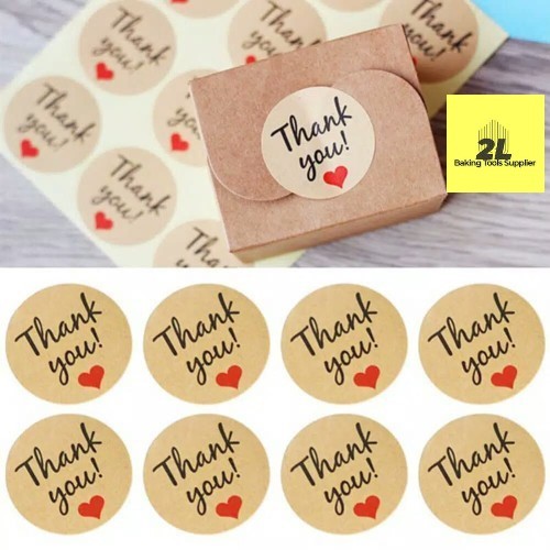 

Stiker Kertas Kraft Bulat Coklat Motif Tulisan Thank You 12 pcs