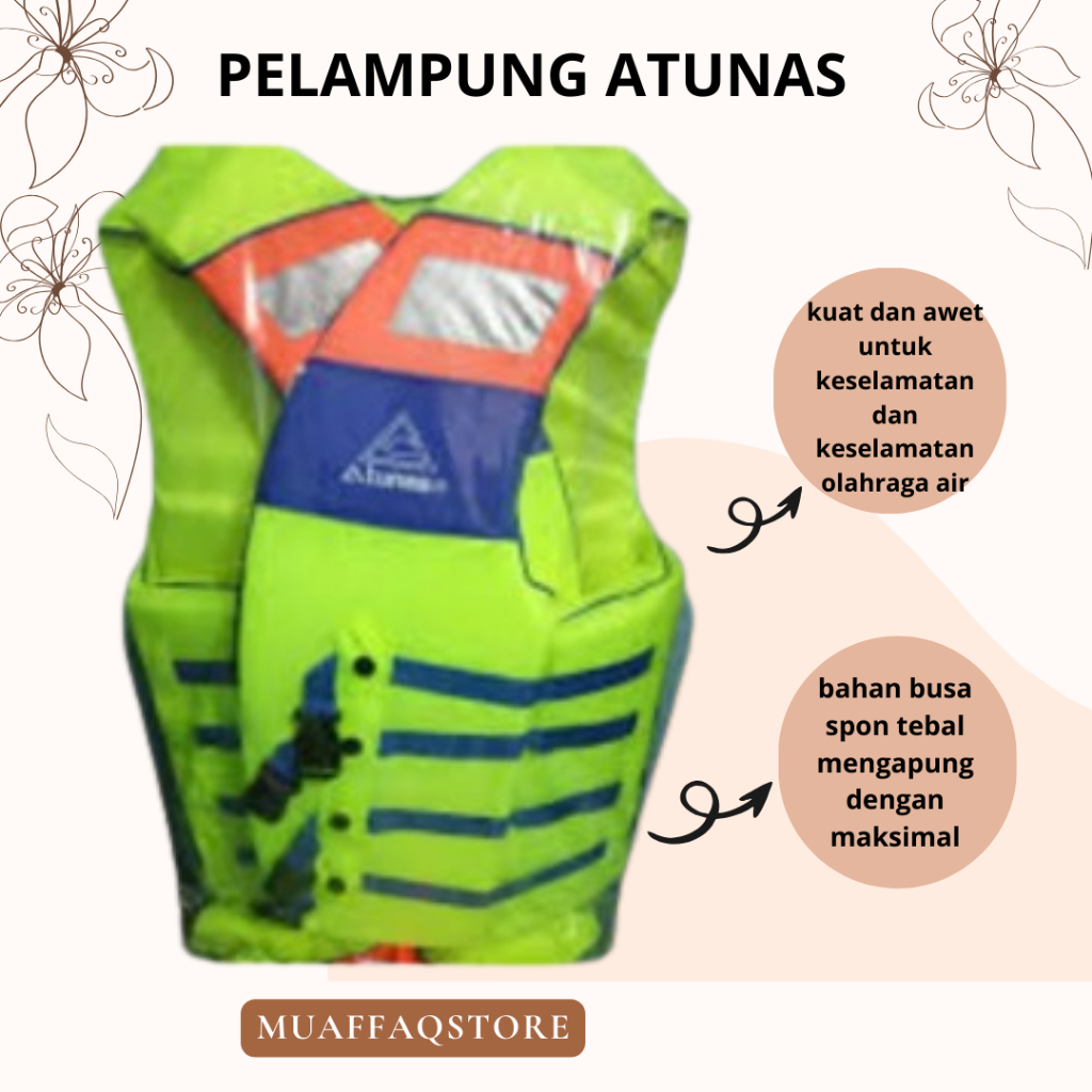 JAKET ROMPI PELAMPUNG RENANG DEWASA ATUNAS BAJU PELAMPUNG RENANG OUTDOOR