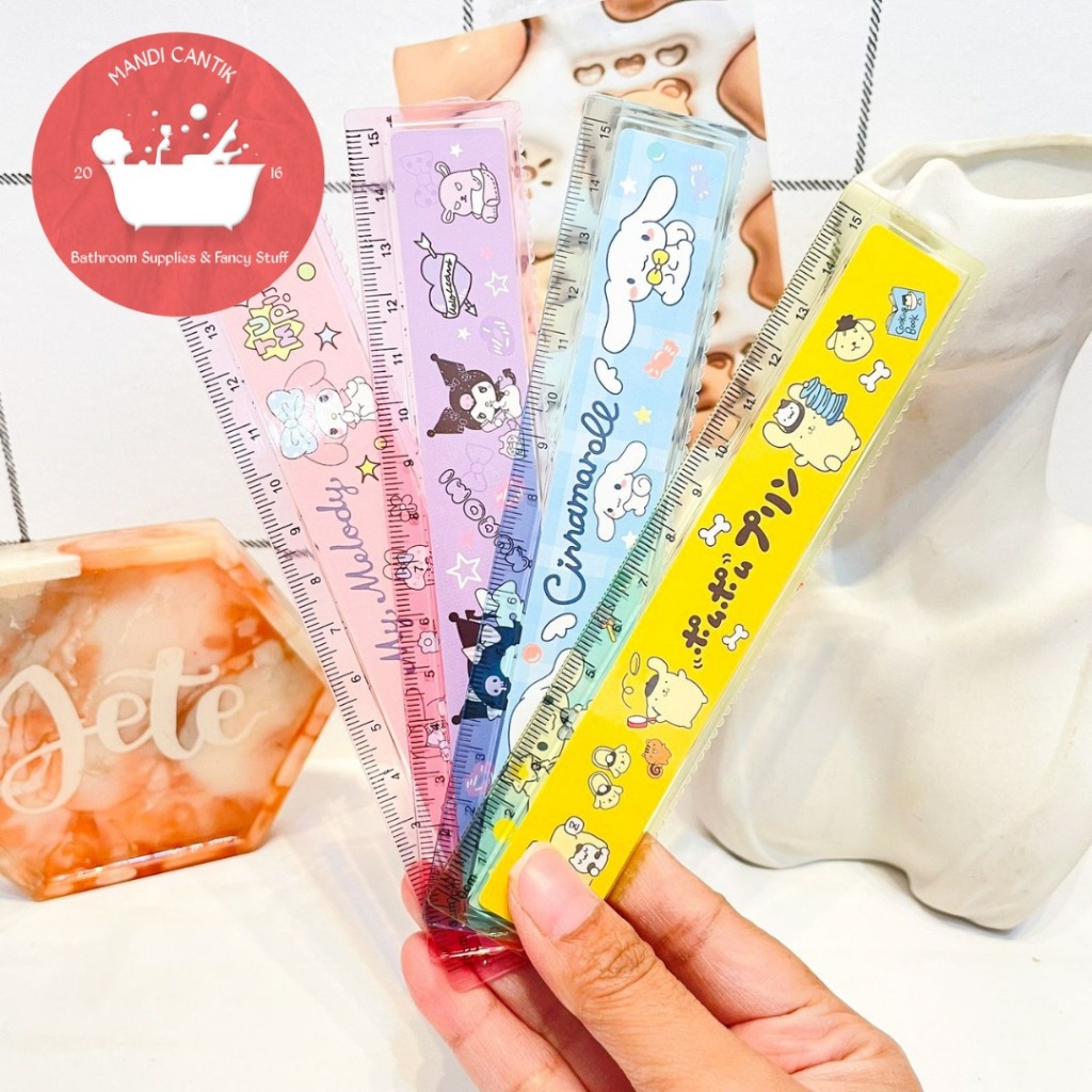 

penggaris 15 cm sanrio ruler termurah alat tulis kantor COD alat tulis kantor lucu imut kado unik kitty keropi purin
