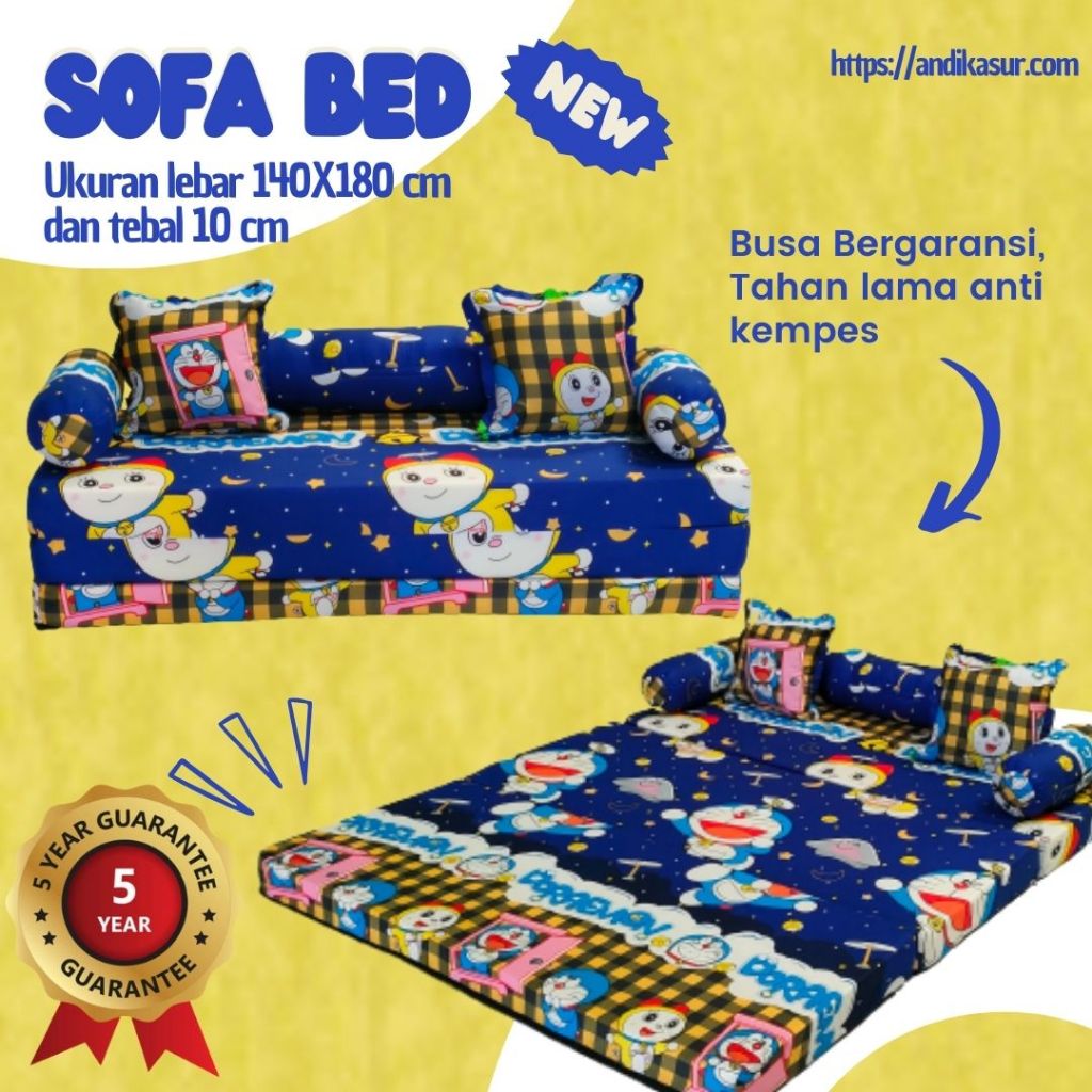 Sofabed Kasur Lipat Busa Premium Katun Polymicro Karakter Sofa Bed Kursi Ruang Tamu Minimalis Elegan