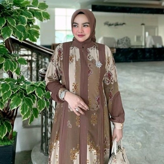 Fuji Dress Set Jilbab Bahan Ceruty Premium Terbaru