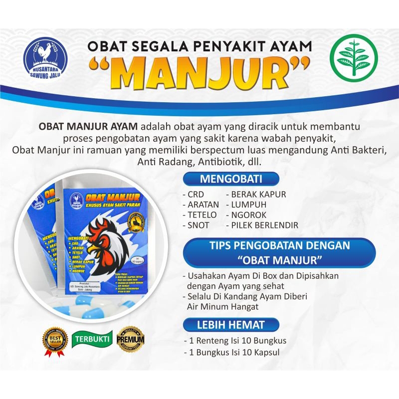 OBAT MANJUR AYAM SAWUNG JALU OBATI SEGALA PENYAKIT AYAM CRD SNOT PILEK