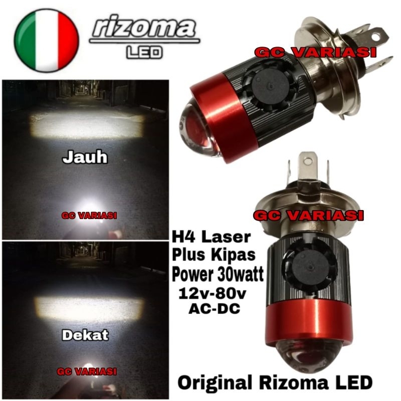 Lampu Motor Led H4 Laser Kipas AC DC/Rizoma Led Lampu Bolam Utama Depan Motor H4 Projector Premium P