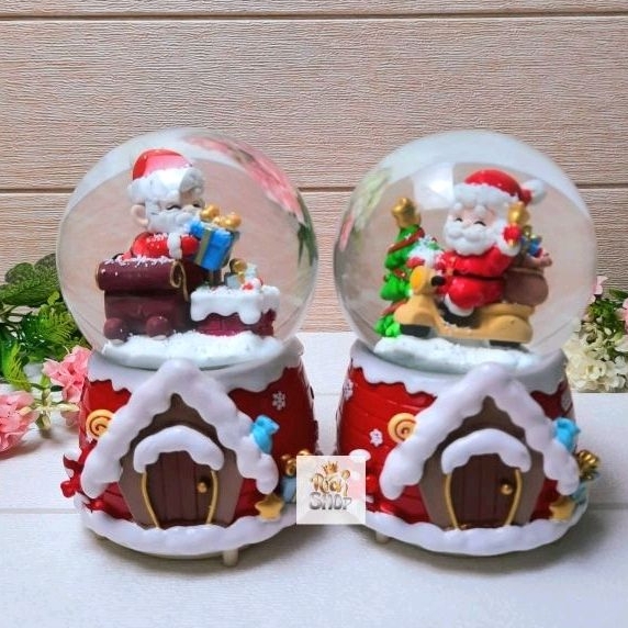 Snowball Christmas Kotak Musik Bola Kaca Kristal Salju Natal Snowglobe Waterball