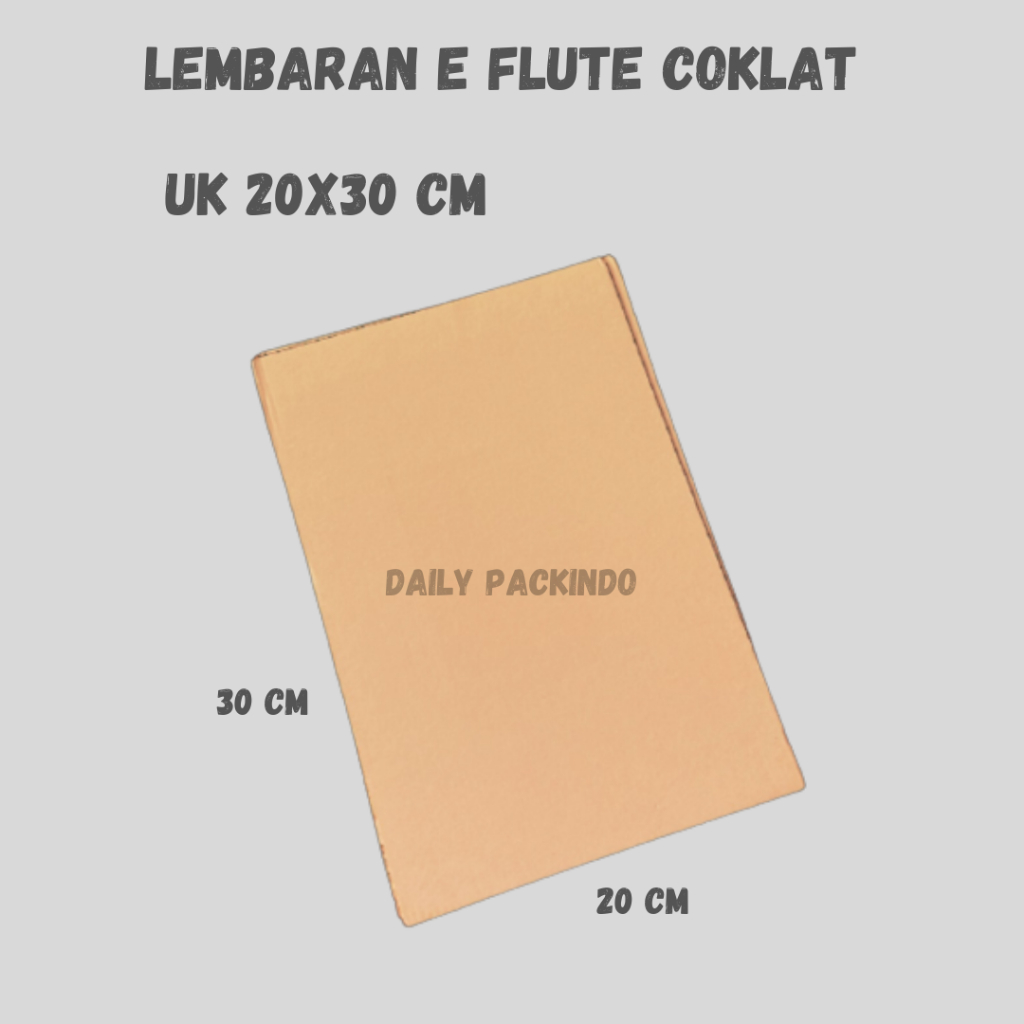 Kardus/Lembaran Corrugated Coklat E Flute 2mm UK 20x30 CM