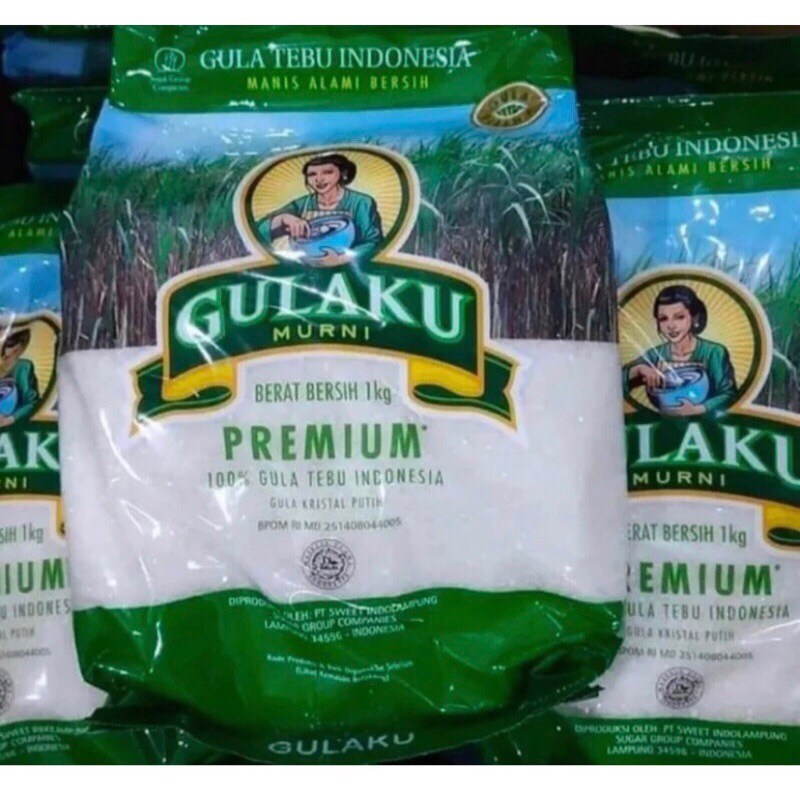 (Makassar) GULAKU Tebu Premium 1 kg hijau /  Gula pasir putih 1kg