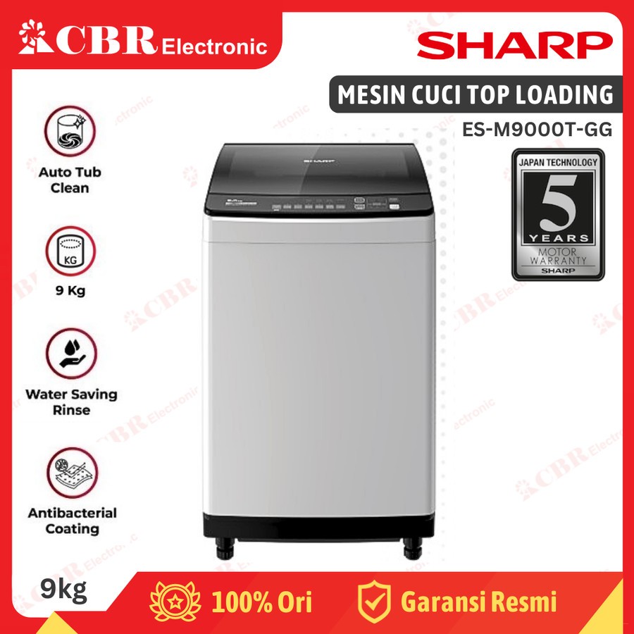 Mesin Cuci SHARP Top Loading 9 Kg ES-M9000T-GG