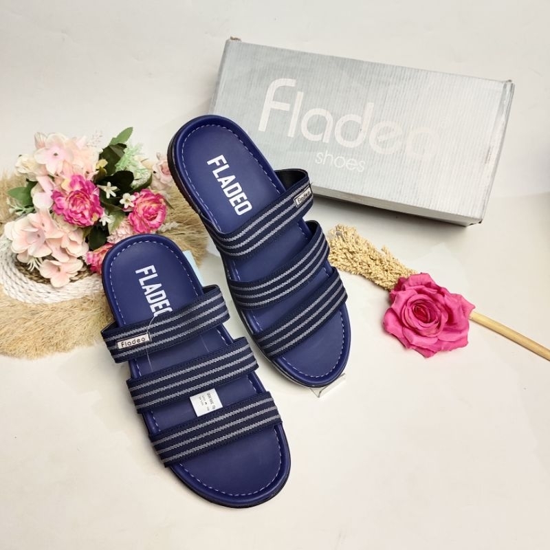 ‼️ Laila Branded ‼️Sandal Slop Cowok Fladeo / sandal cowok / sandal slop cowok dewasa (MDS187-2WHBLE