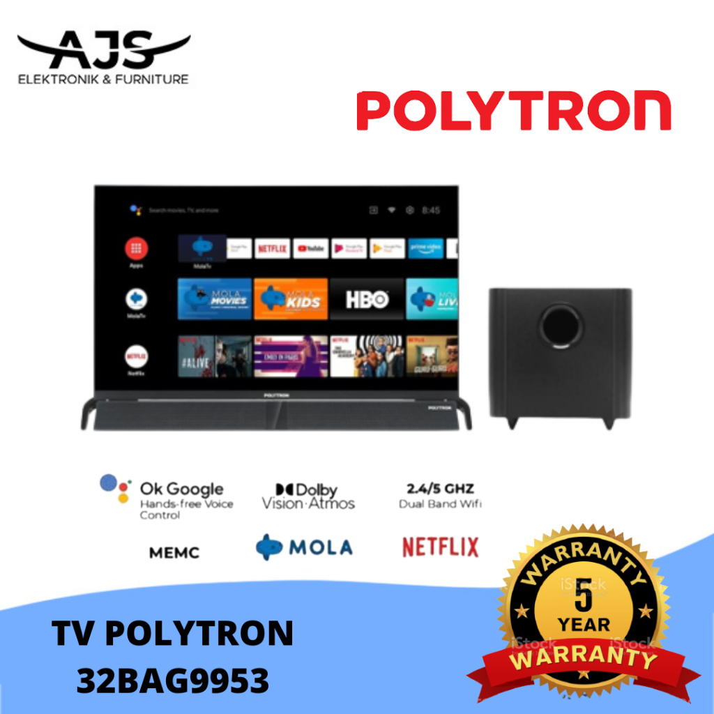 TV Polytron 32BAG9953 LED TV 32 Inch HD Android TV 32BAG9953