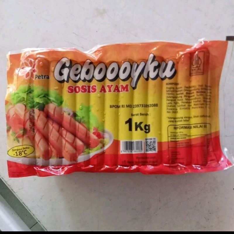 

GEBOOOYKU sosis ayam 1 kg isi 40 pcs GEBOOY sosis ayam panjang 500gr enak lezat halal