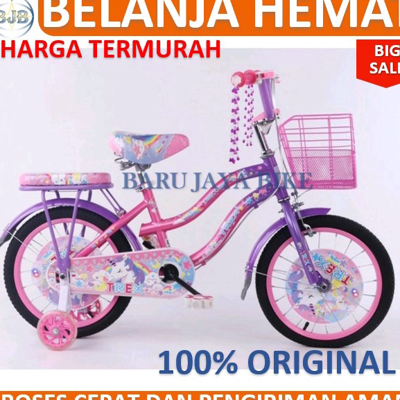 Terkini Sepeda Anak Perempuan 16 | 18 inch TREX UNICORN | EMERSON | TRENDY Ready