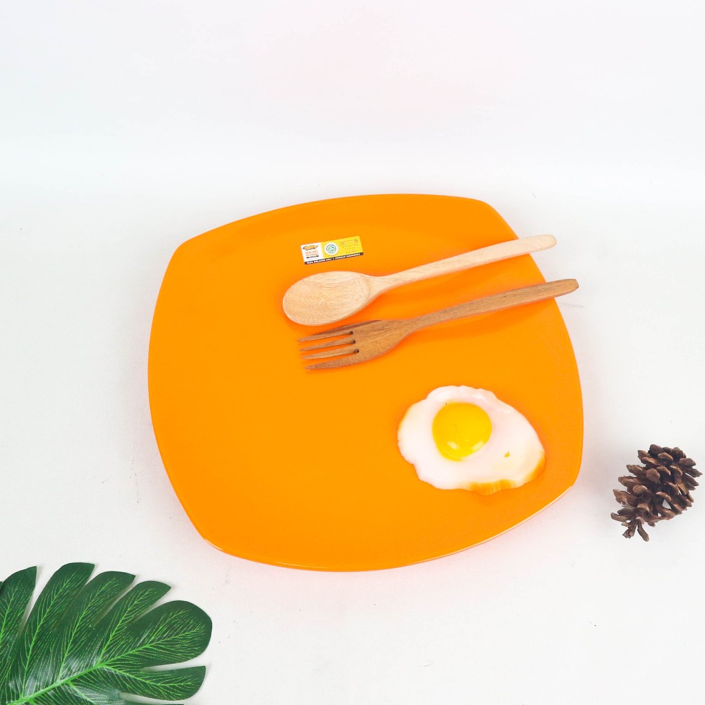 GOLDEN DRAGON Piring Melamin Kotak Ceper 10 Inch Warna Random