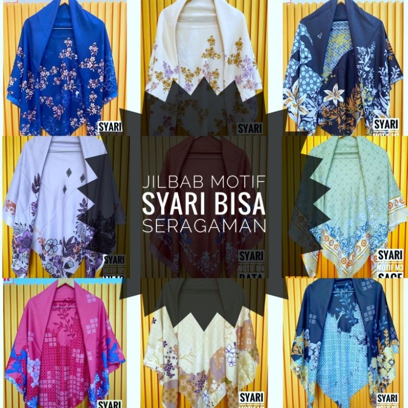 JILBAB SEGIEMPAT MOTIF SYARI JUMBO 130x130  LOGO EMAS METAL HIJAB OSKARA AZARA BISA SERAGAMAN