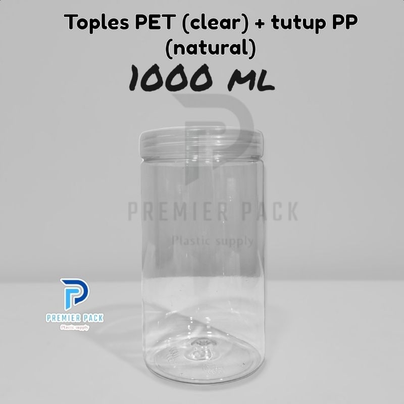 Toples plastik 1000ml bening + tutup Toples jar serbaguna 1000ml