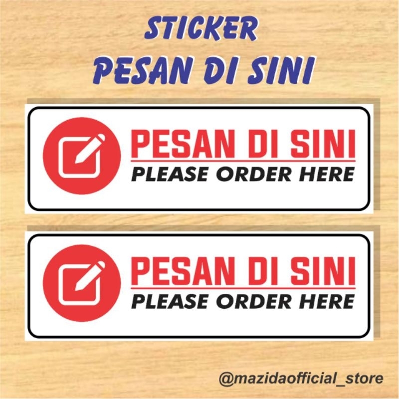 

Sticker Tulisan Pesan di Sini Kasir Warung Kafe Anti Air