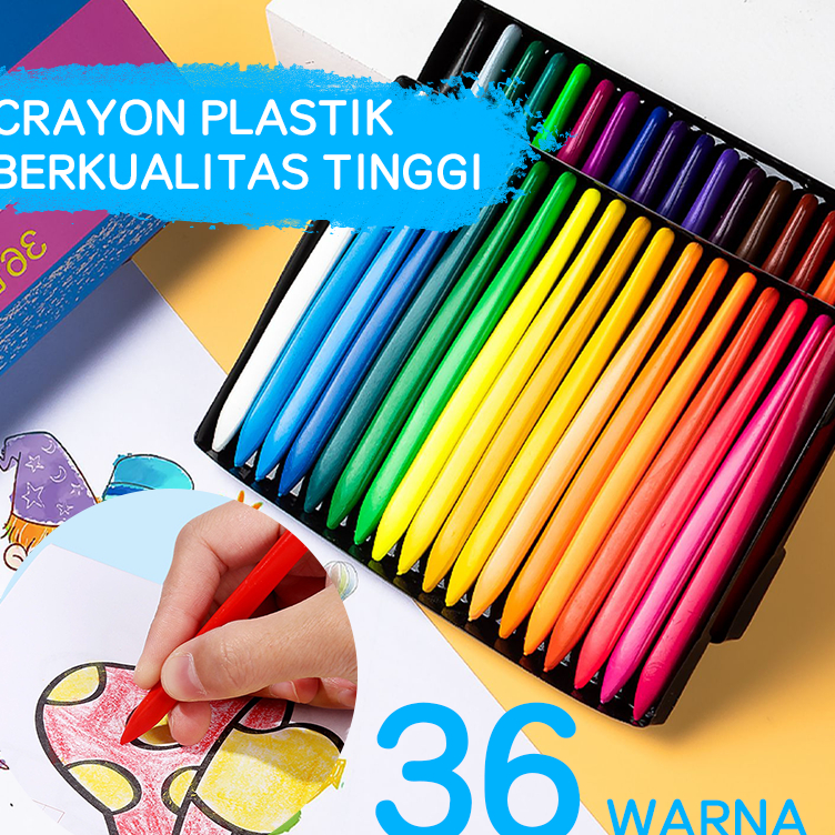 

Baru Krayon 6/12/24/36 warna/crayon set/krayon set/perlengkapan sekolah/Non Toxic Crayon Triangular Crayon Lab Triangle Crayon Plastik Anti Kotor Tangan Model Baru