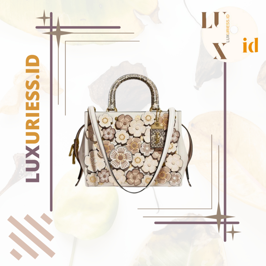 COACH ROGUE IN COLORBLOCK WITH TEA ROSE AND SNAKESKIN DETAIL