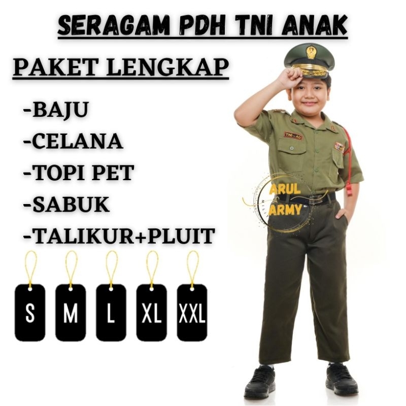 COD BAJU SERAGAM PDH TNI ANAK SETELAN TNI AD AU AL ANAK SERAGAM PROFESI KARNAVAL 17 AGUSTUSAN ANAK T