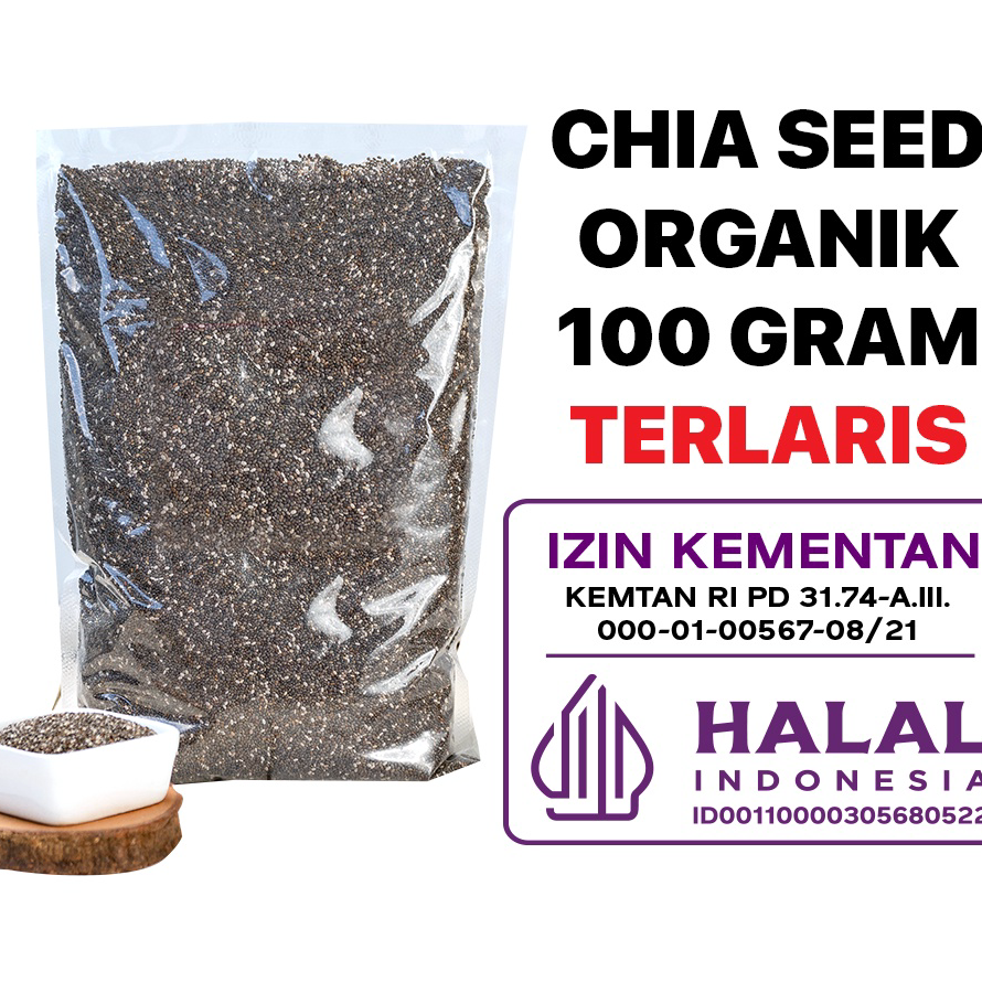 

➫➻❀✺ Organic Chia Seed / Biji Chia 100 Gram Model Baru