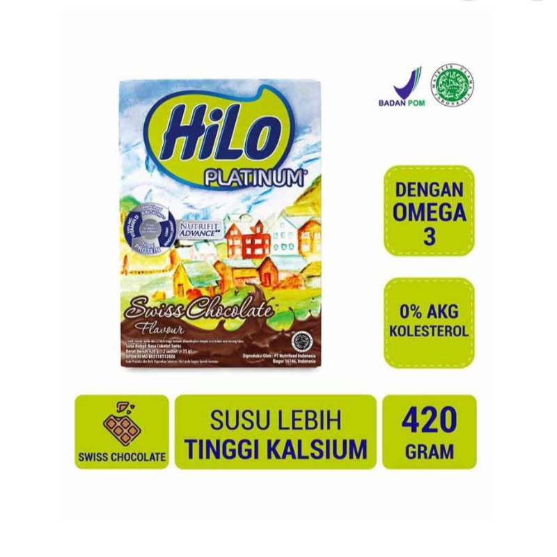 

Hilo susu bubuk hi-calcium platinum Swiss chocolate 420g