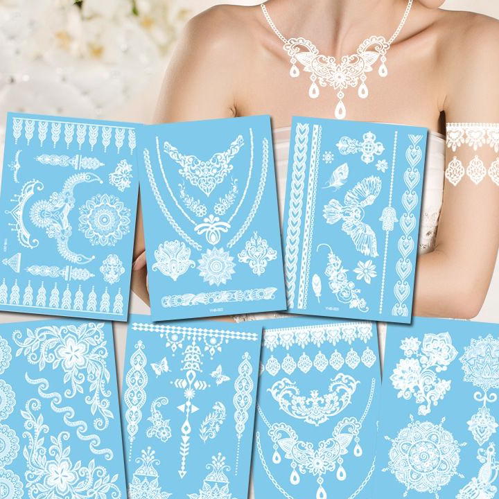 Produk Keren Henna tangan warna putih untuk pengantin wanita