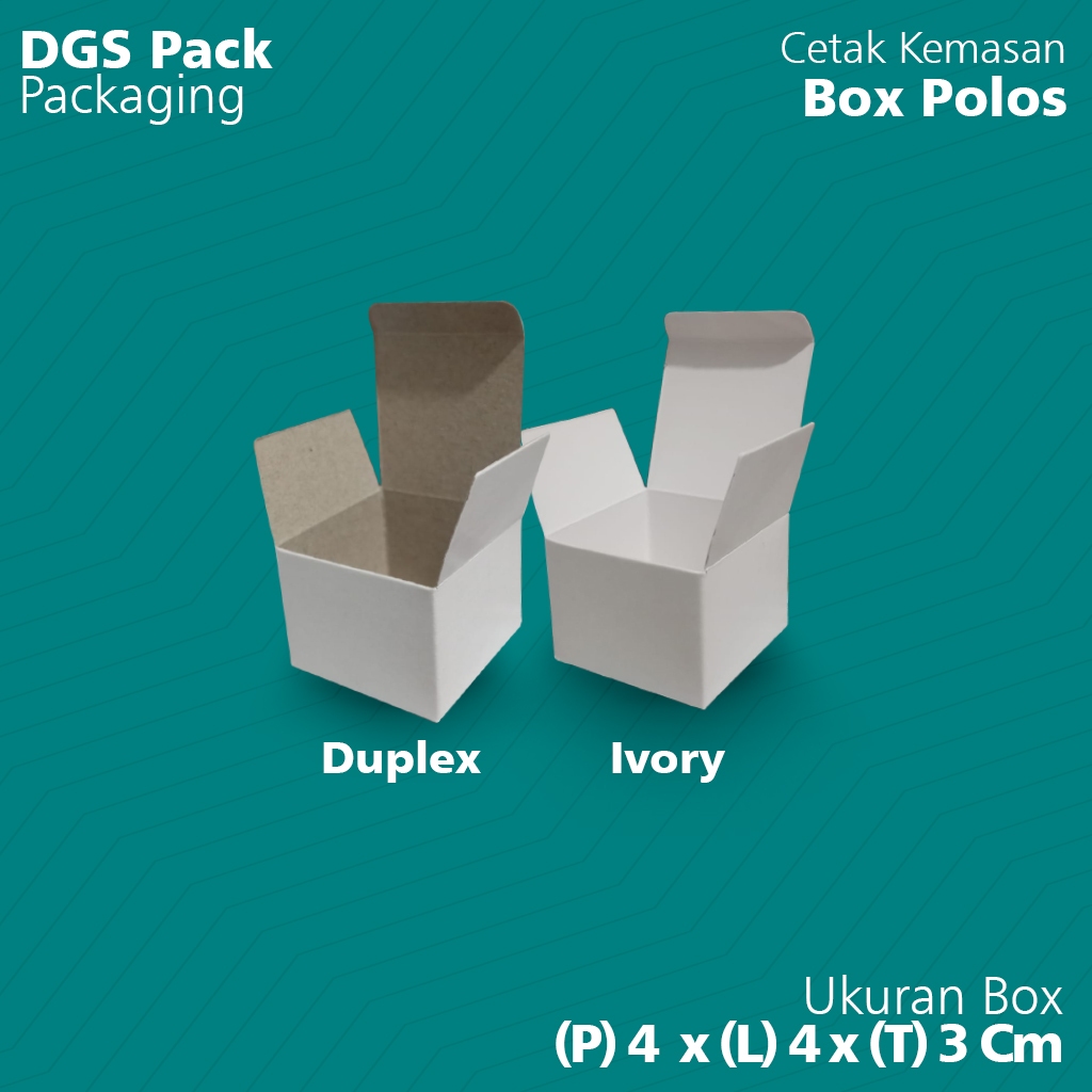 

Box Polos Ukuran P x L x T = 4 x 4 x 3 Cm