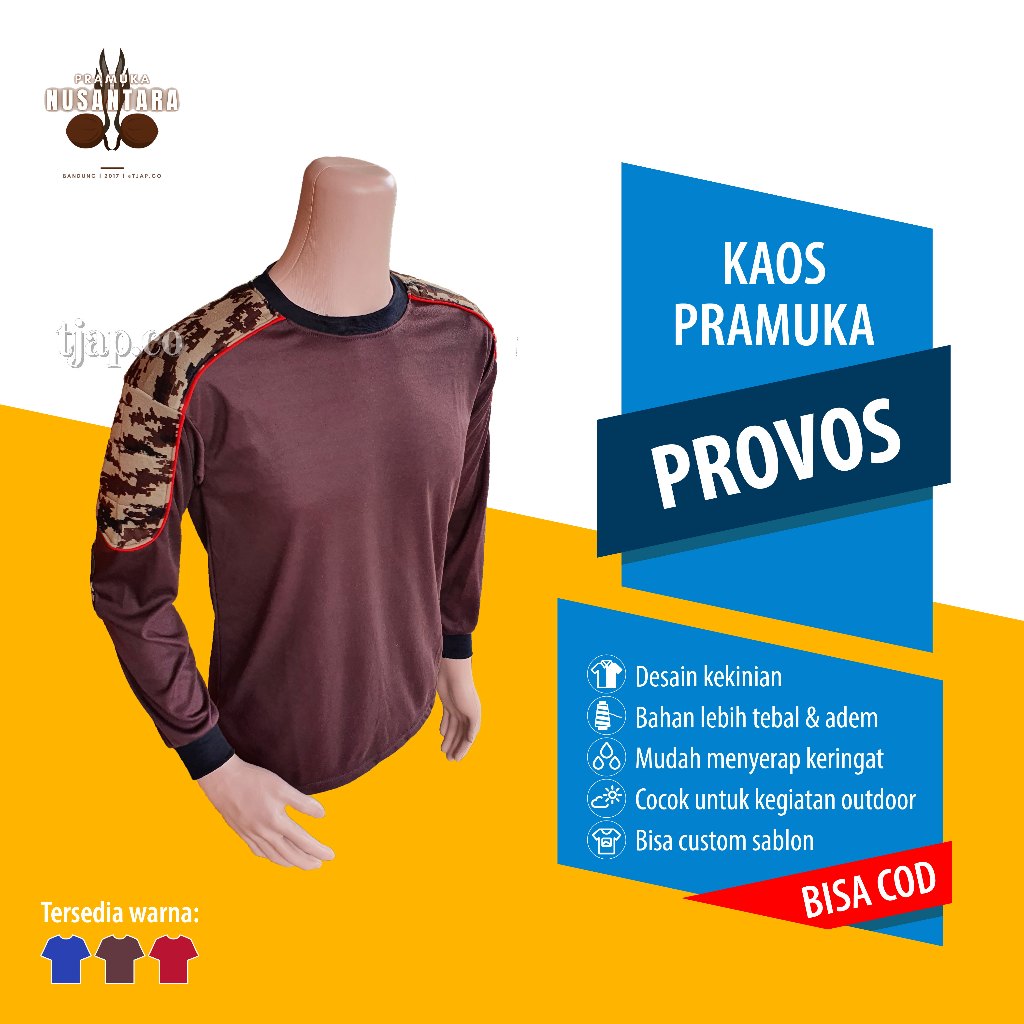 Baju kaos Lapangan Pramuka Siaga / Penggalang / Penegak - Provos Coklat