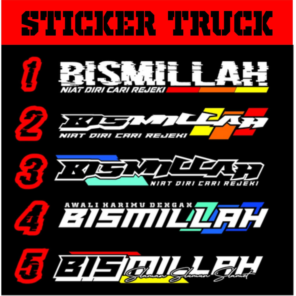 Cutting Sticker, Stiker BISMILLAH Kaca depan Ttuck Mitsubishi Canter, Ragasa, Engkel,  Suzuki Giga, 