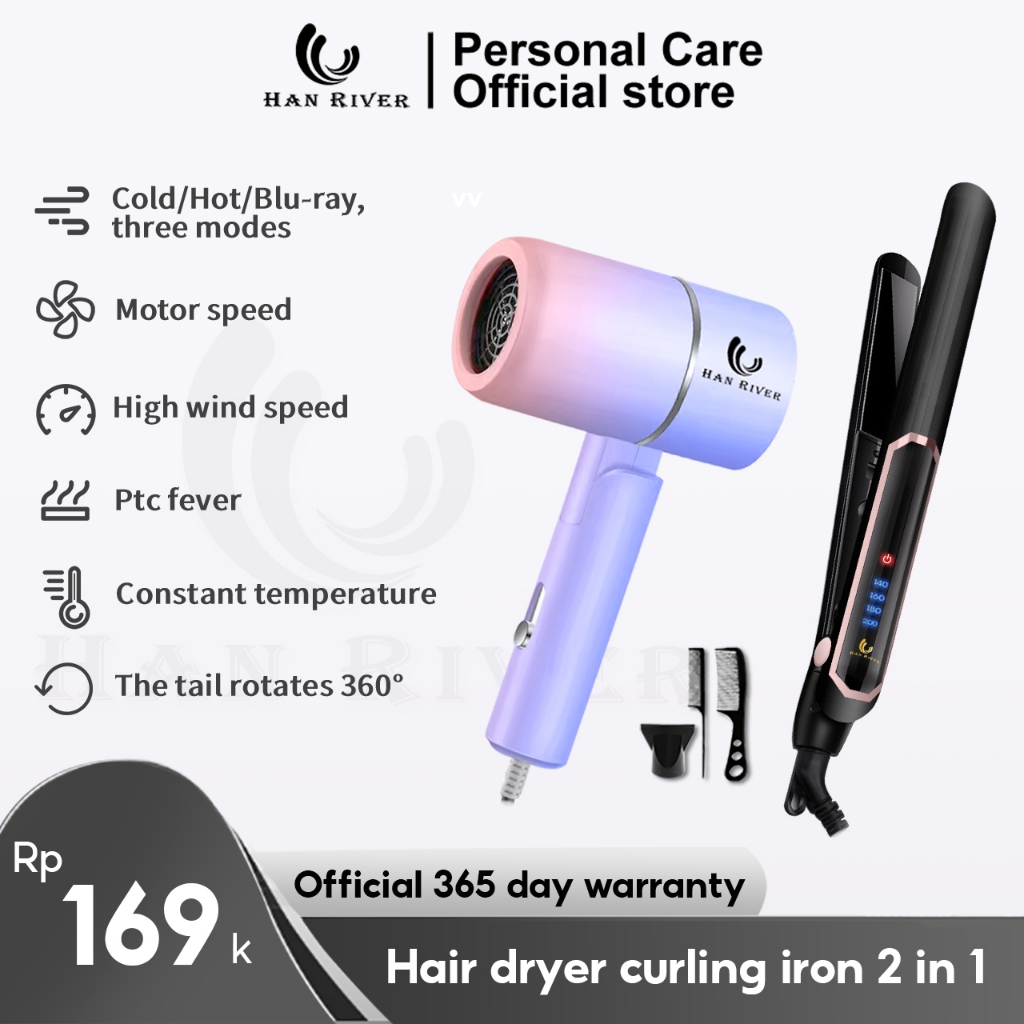 HAN RIVER Hair Dryer &amp; Catokan Rambut Colorful Package 2 In 1