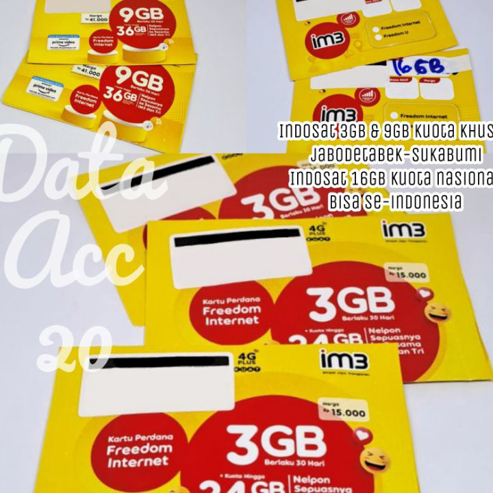 LQTT0491 STAR Kuota IM3 Mentari Indosat ON Oredoo 3GB 9GB 16GB Data Internet Promo Murah - NASIONAL