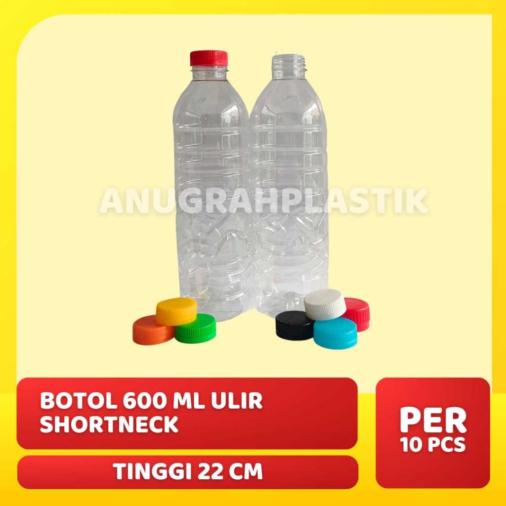 Botol Plastik 600 ml long neck dan short neck (eceran per 10 pcs) (MOHON UNTUK BACA DESKRIPSI SEBELU