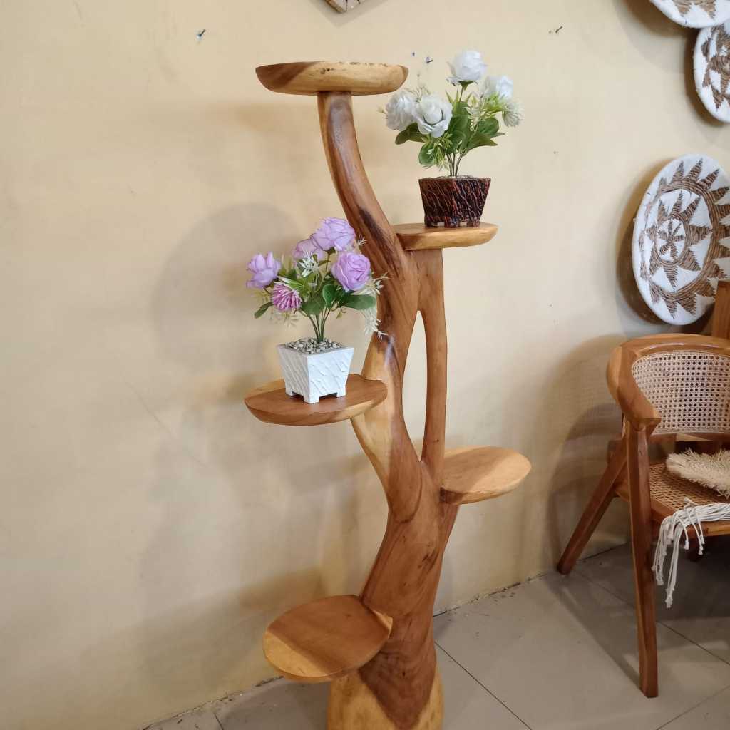 Jual Standing Pot Jamur Kayu Jati step 5 Murah | Rak Jamur Kayu Jati | Rak Kayu | Rak Pot Kayu Jati