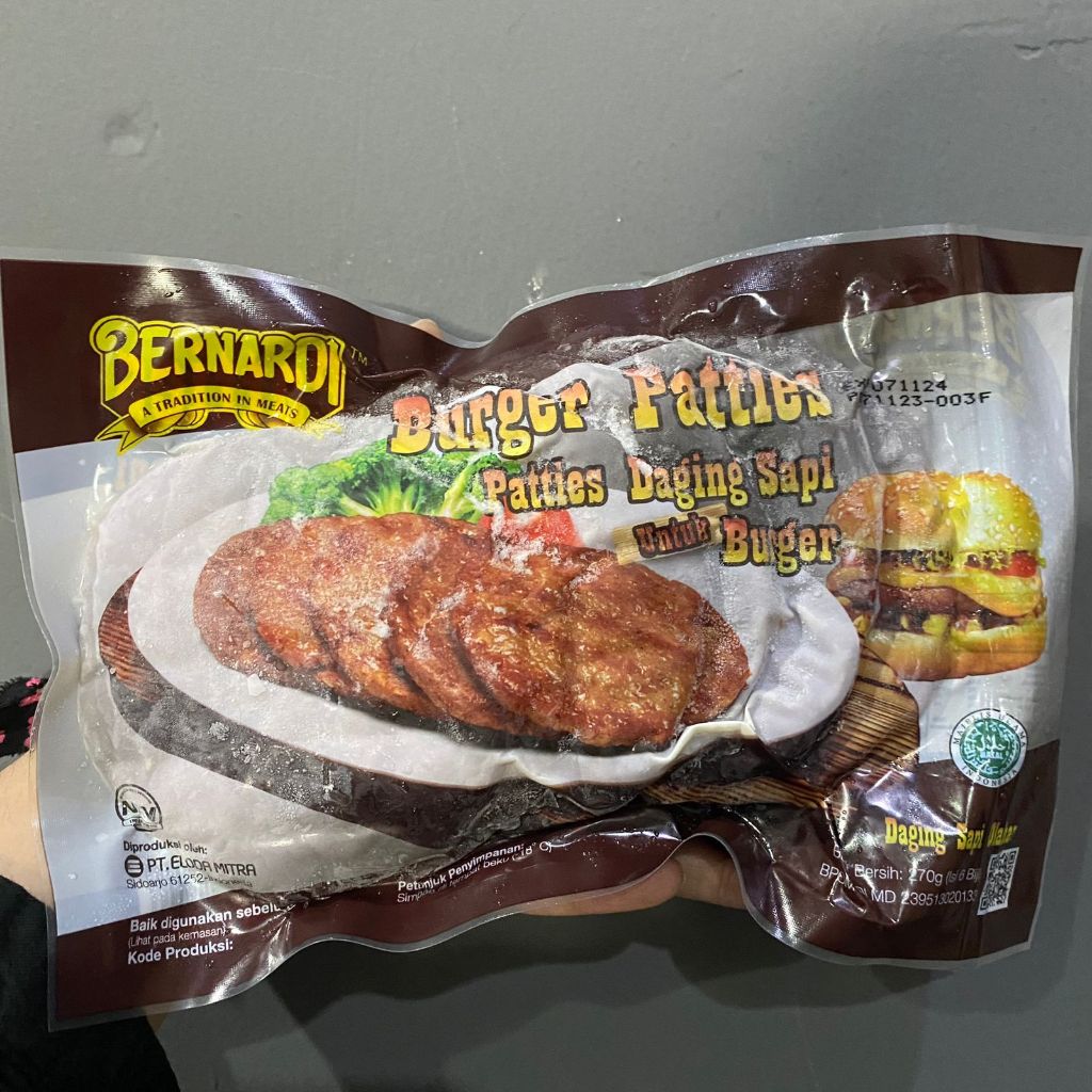 

Bernardi Burger Beef Patties/Patties Daging Sapi (6bj) 270 Gram