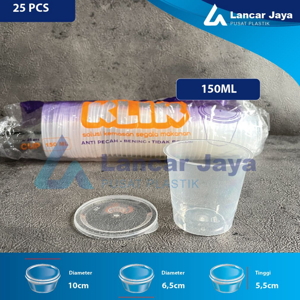 

⚡XPRESS⚡ Thinwall KLIR Sauce cup / Puding Cup 150 ml - ANTI PECAH - Isi 25 pcs