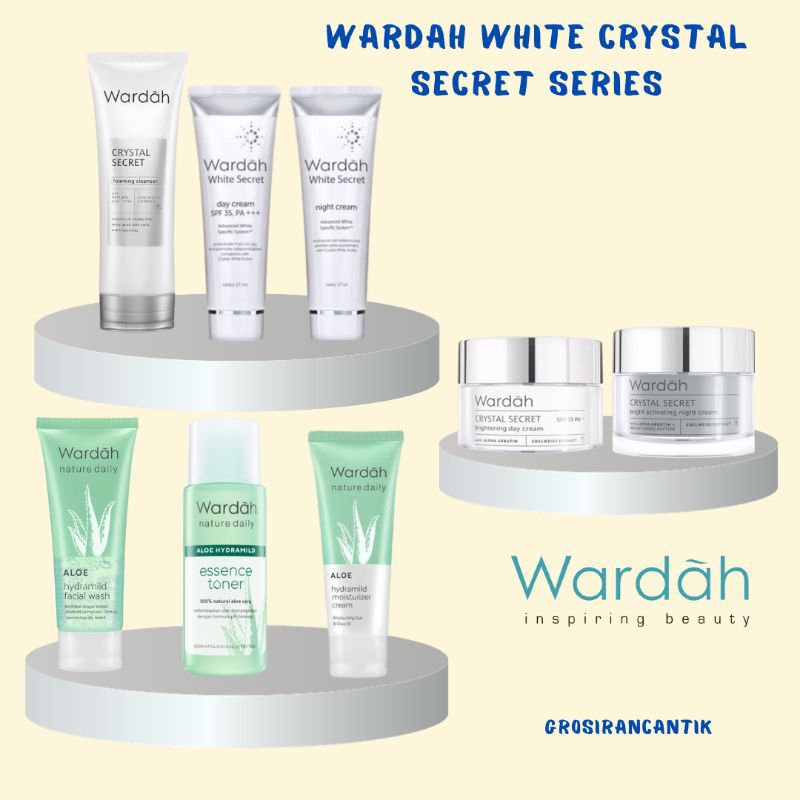 (COD)WARDAH WHITE CRYSTAL SECRET SERIES | DAY NIGHT CREAM BRIGHTENING | FACE WASH | MOISTURIZER ALOE
