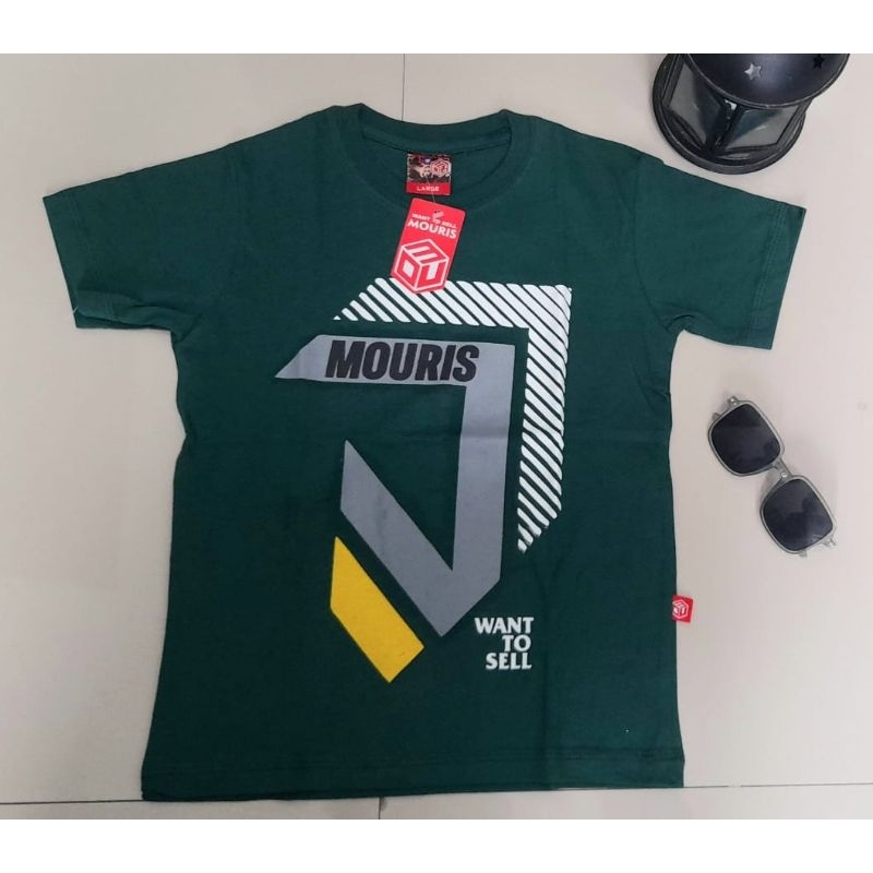 KAOS DISTRO ANAK PREMIUM MOURIS WARNA HIJAU BOTOL