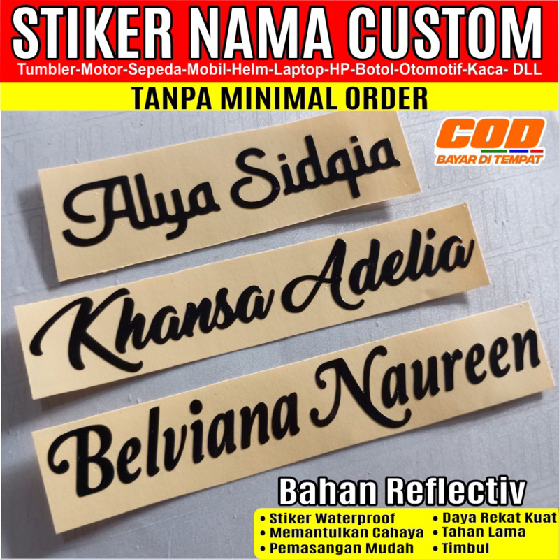 

Cutting Stiker Nama Custom, Sticker Waterproof, Stiker Timbul