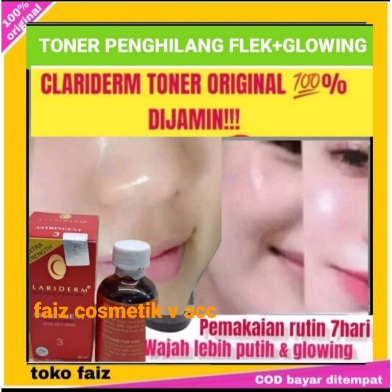 CLARIDERM TONER ASLI ORIGINAL 1000% PHILIPINA(PENGHILANG FLEK+GLOWING+PELICIN)-Toner Clariderm Asli 