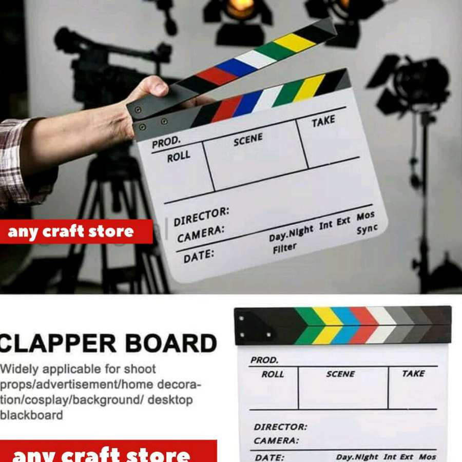 

Kirim Langsung Taffstudio Profesional Clapper Board Colorful Acrylic