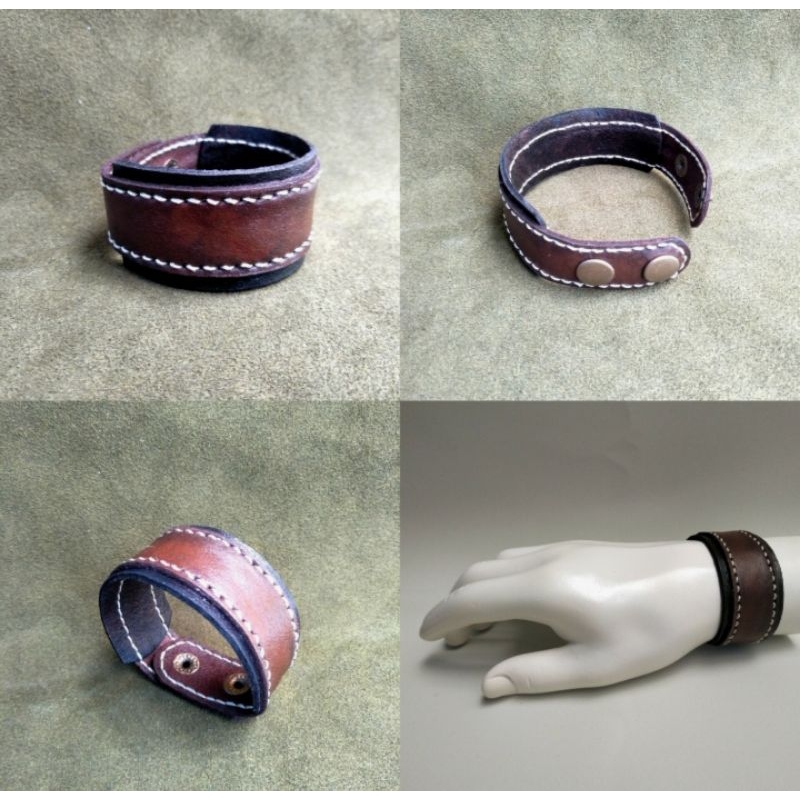 Gelang kulit asli kulit asli simpel lebar