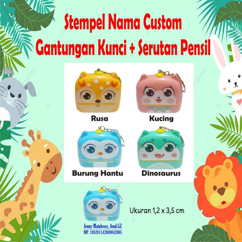 

Stempel Nama Custom Gantungan Kunci + Serutan Pensil