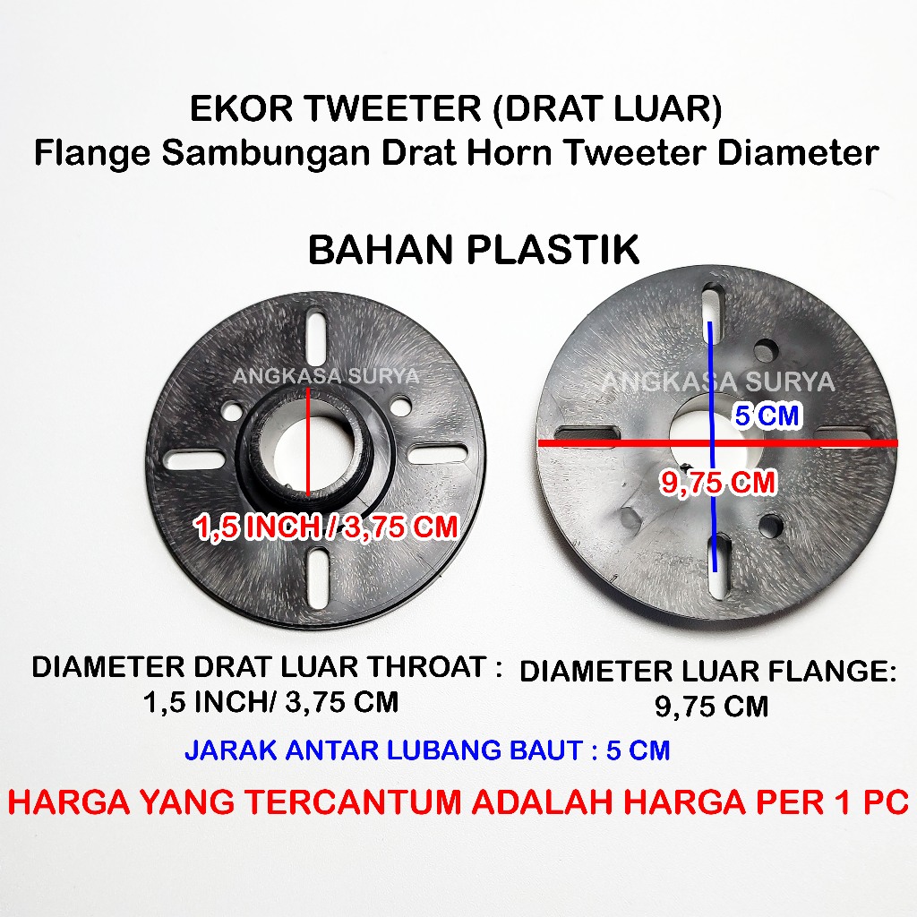 Ekor Tweeter Plastik / Flange Sambungan Drat Horn Tweeter / Konektor Horn Tweeter