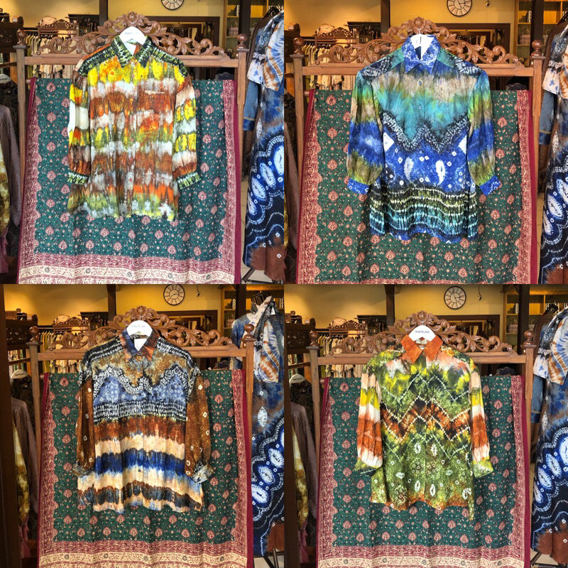 Arumi tunik viscos jumputan sasirangan baju kerja blouse wanita dian pelangi official pekalongan