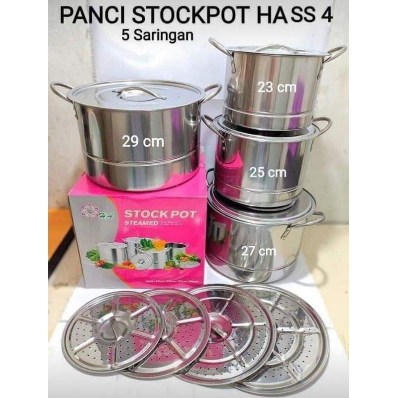 PANCI STAINLIES. STOCK POT STEAMER SUSUN 4/ PANCI DANDANG SET