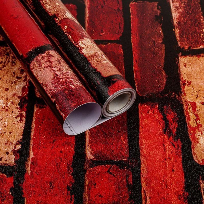 Wallpaper Sticker Dinding Batu Bata Bakar New Dekorasi Dinding Ruang Tamu Kamar Tidur Mewah Elegan K