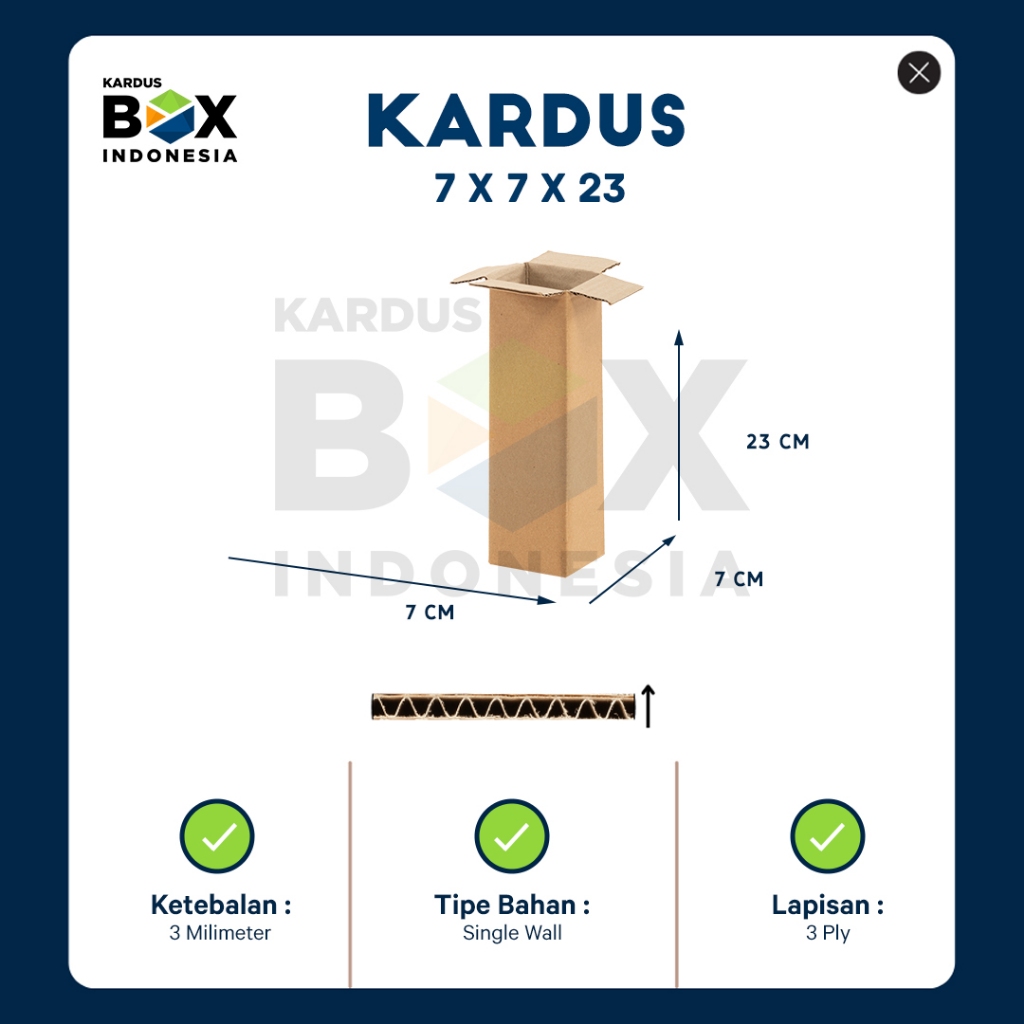 

Packing Kardus Karton Box Pindahan 7cm x 7cm x 23cm Box Polos