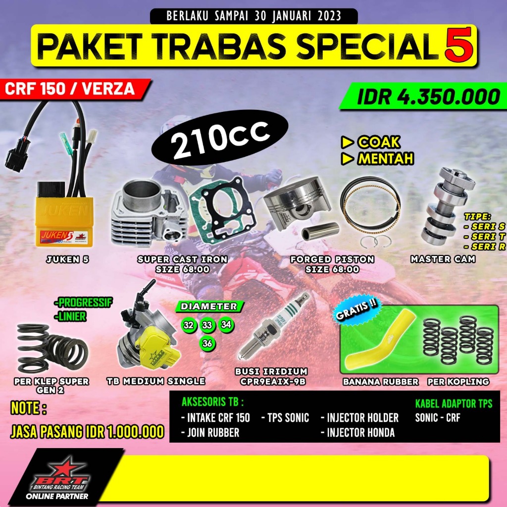 PAKET BORE UP CRF 150 | VERZA | BRT